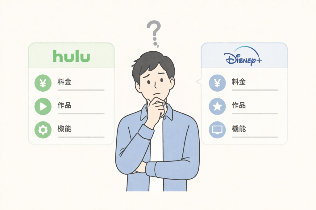 Huluとディズニープラスの違いを比較【料金・作品・機能】