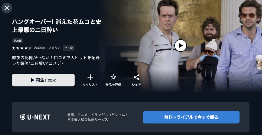 U-NEXT『ハングオーバー』