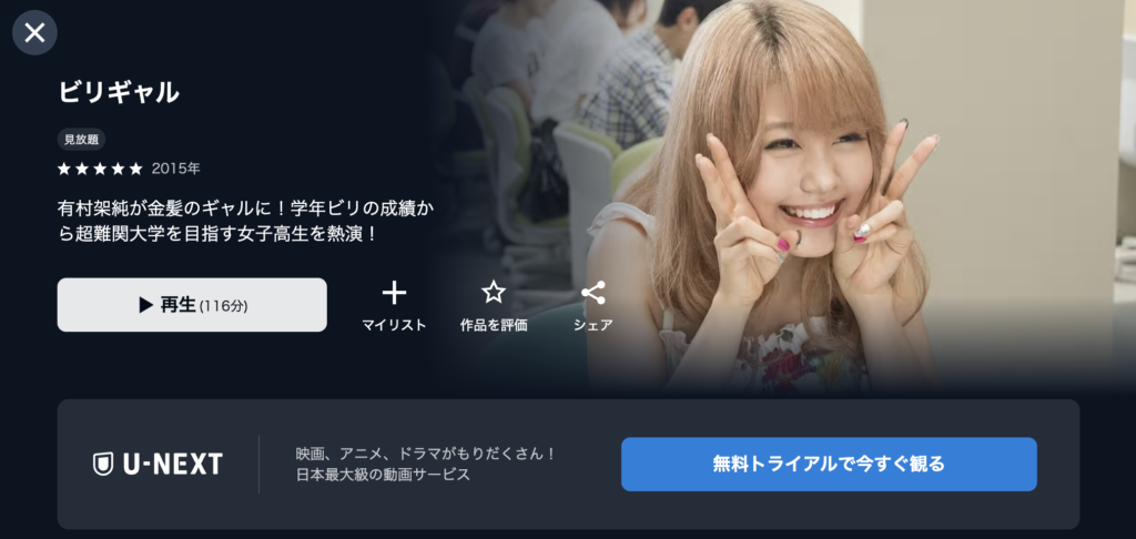 U-NEXT『ビリギャル』