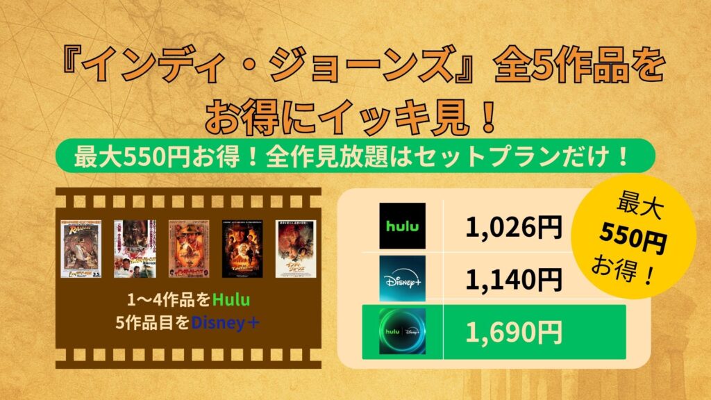 『インディジョーンズ』全5作品をお得にイッキ見!