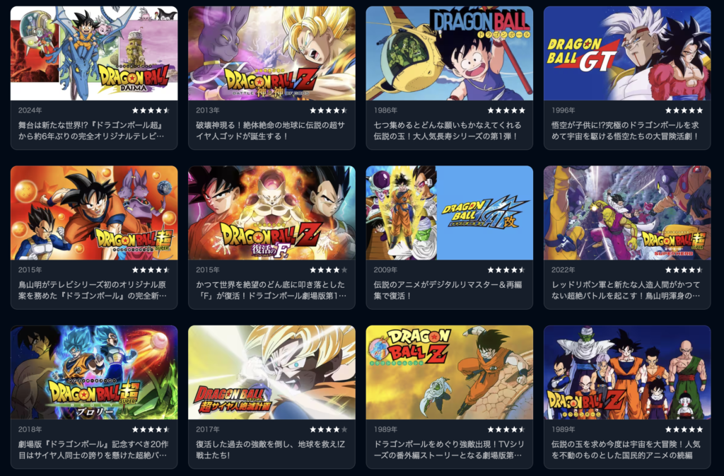 U-NEXT『ドラゴンボール』
