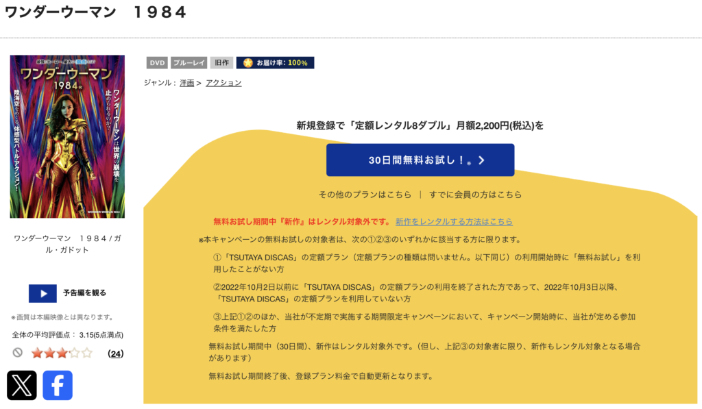 TSUTAYADISCAS『ワンダーウーマン1984』