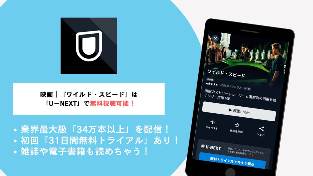映画|『ワイルド・スピード』は
「U−NEXT」で無料視聴可能!