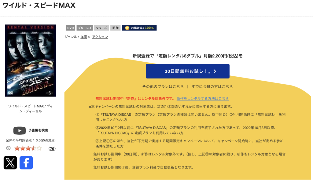 TSUTAYADISCAS『ワイルド・スピード MAX』