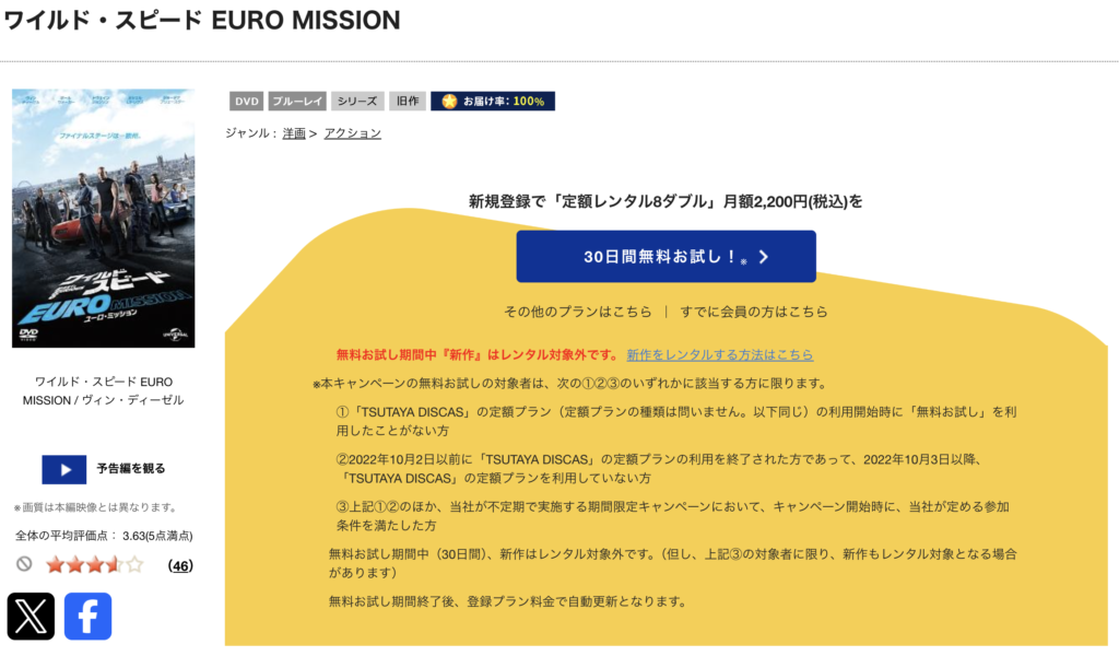 TSUTAYADISCAS『ワイルド・スピード EURO MISSIO』