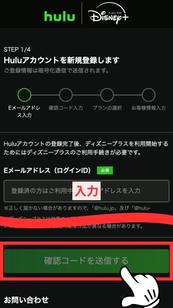 手順② メールアドレスを入力
